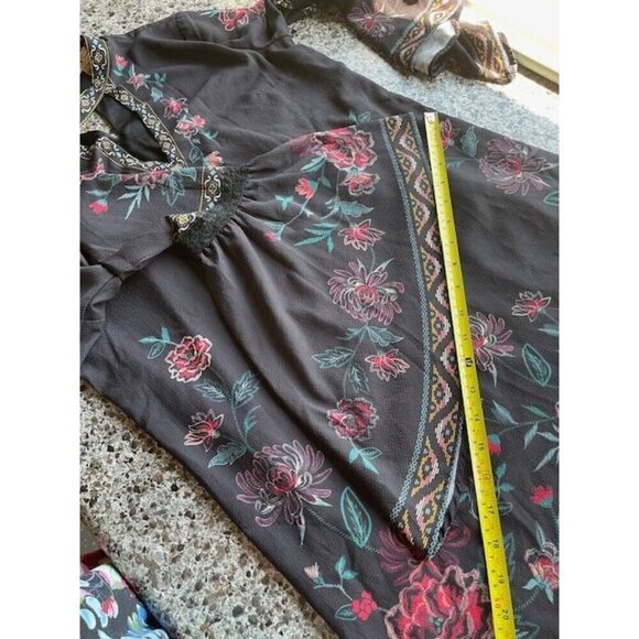 Flying Tomato Floral Embroidered Bell Sleeve Tunic Mini Dress Women's M - Picture 14 of 16